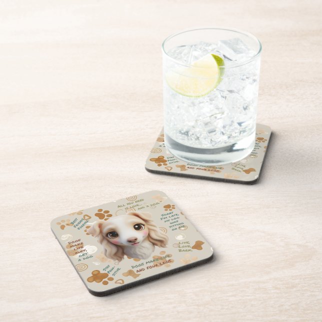 Dessous-de-verre Adorable Chibi Borzoi Puppy Face Coaster (Côté Droit)
