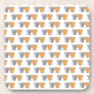 Dessous-de-verre Adorable Fluffy Kittens Illustration Cat Art