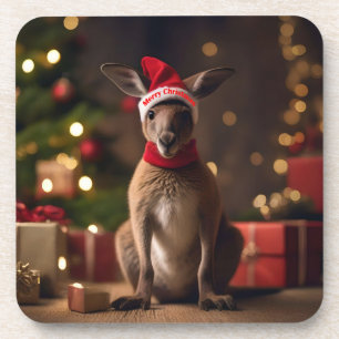 Dessous-de-verre adorable Noël Père Noël Kangaroo,