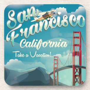 Dessous-de-verre Affiche de voyage vintage de vacances à San Franci