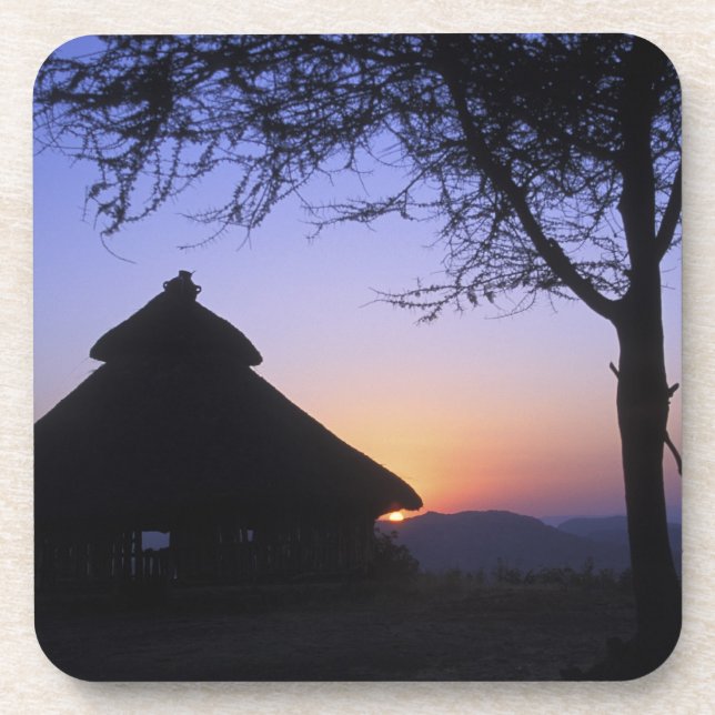Dessous-de-verre Afrique, Éthiopie, région du fleuve Omo, coucher d (Devant)