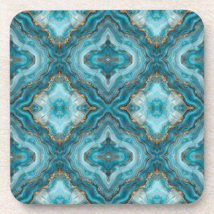 Dessous-de-verre Agate de Parties scintillant Turquoise et Or