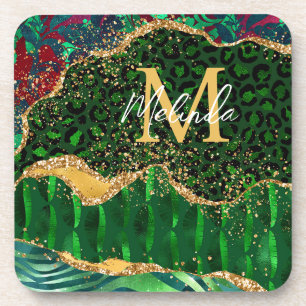 Dessous-de-verre Agate Poster de animal Safari vert