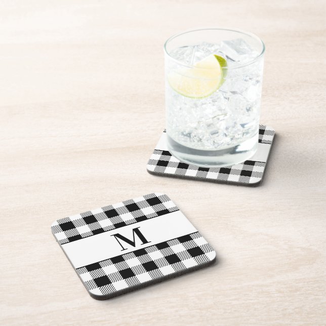 Dessous-de-verre Agritourisme Monogramme noir blanc Buffle Plaid (Côté Droit)