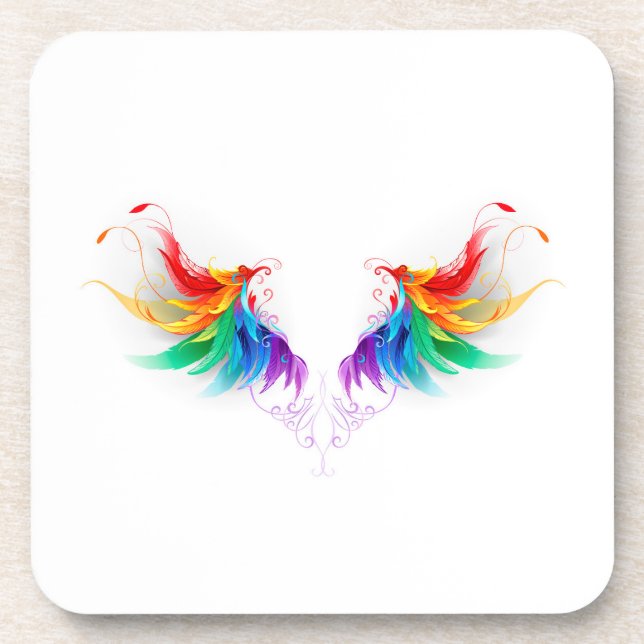 Dessous-de-verre Ailes fluffy arc-en-ciel (Devant)