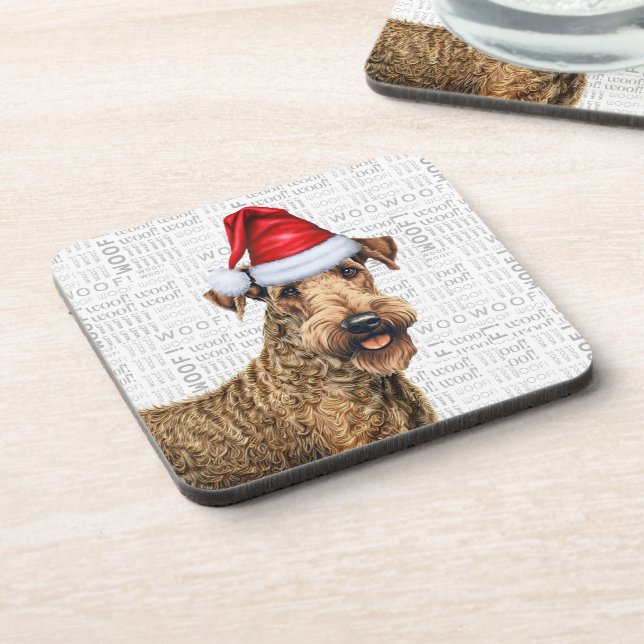 Dessous-de-verre Airedale Terrier Chien Woof Word Art Holiday (Côté gauche)