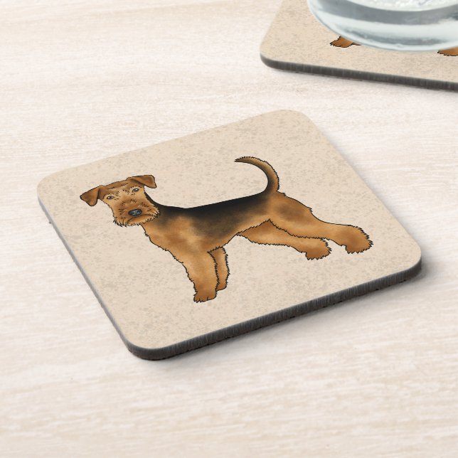 Dessous-de-verre Airedale Terrier mignon Dessin De Caricature Chien (Côté gauche)