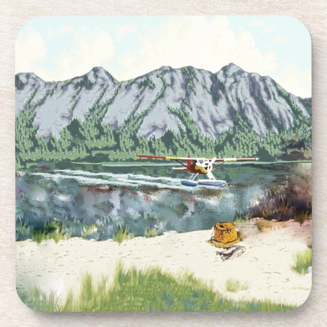Dessous-de-verre Alaska Bush Avion Et Pêche Voyage (Devant)