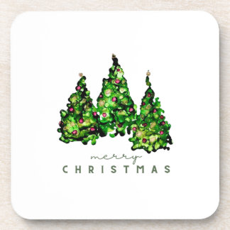 Dessous-de-verre Alcohol Ink Design Christmas Tree Coasters