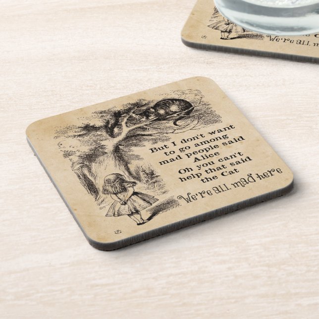 Dessous-de-verre Alice au pays des merveilles; Cheshire Chat avec A (Côté gauche)