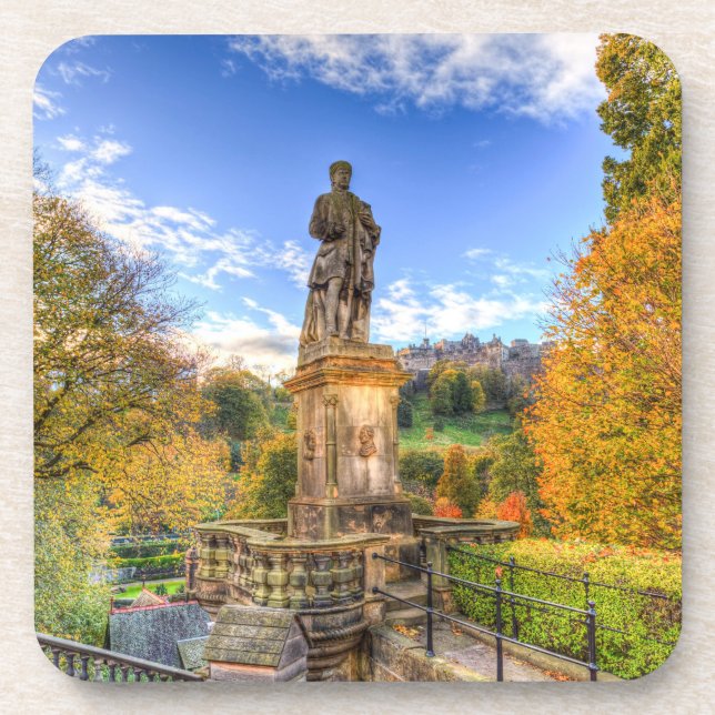 Dessous-de-verre Allan Ramsey Statue Et Château D'Édimbourg (Devant)