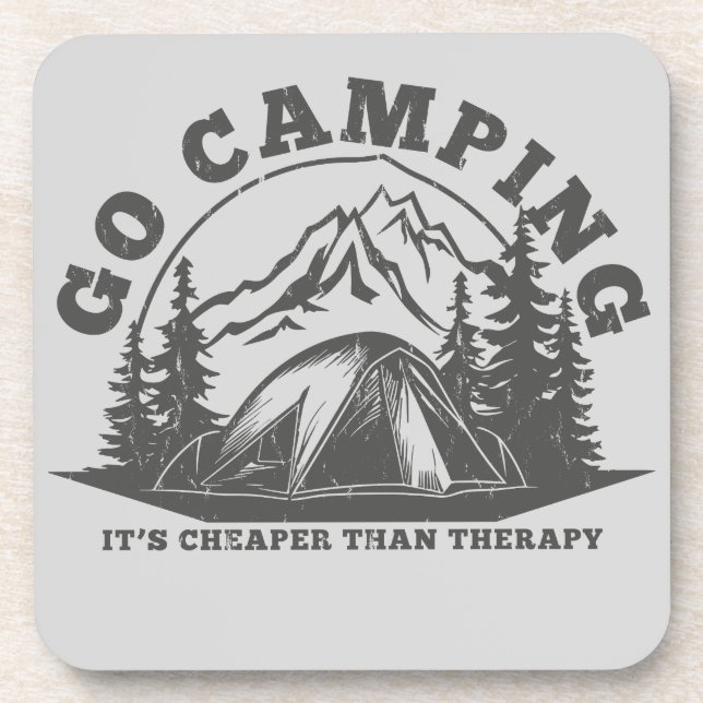 Dessous-de-verre Aller Camping moins cher que Thérapie Drôle Citati (Devant)