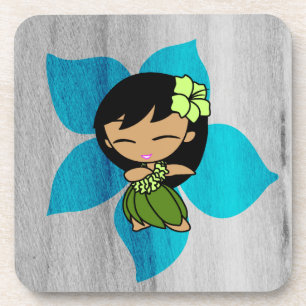 Dessous-de-verre Aloha Honeys Hibiscus hawaïen Vintage Hula Girl