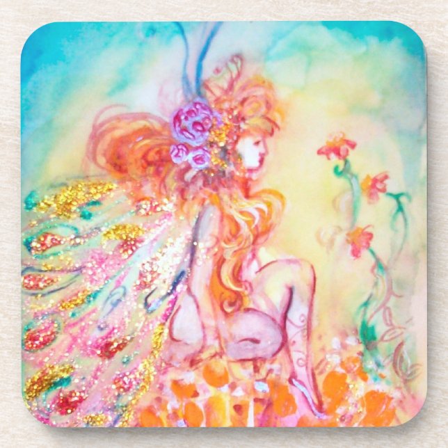Dessous-de-verre ALTHEA /Fée Whimsical sur la Fleur Rose (Devant)