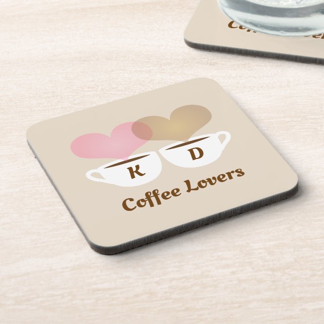 Dessous-de-verre Amateurs de café rose Brown Personnalisé Initiales (Côté gauche)