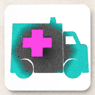 Dessous-de-verre ambulance infirmière secouriste médecin urgence bl
