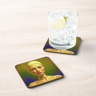 Dessous-de-verre Âme de porcelaine craquée - Portrait coloré