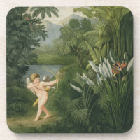 Aménagez en parc avec le cupidon visant une flèche