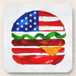 Dessous-de-verre America Burger (Peinture Blanche No. 1)