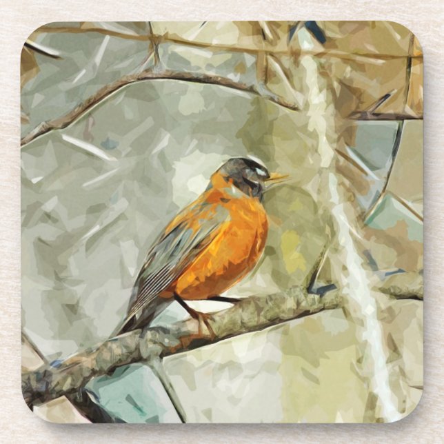 Dessous-de-verre American Robin Hunting Impressionnisme Abstrait (Devant)