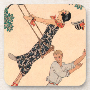 Dessous-de-verre Amour Art Déco Vintage, La Balançoire de George Ba