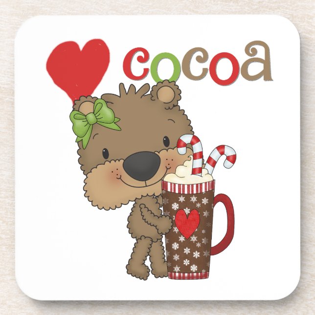Dessous-de-verre Amour de cacao d'ours de fille (Devant)