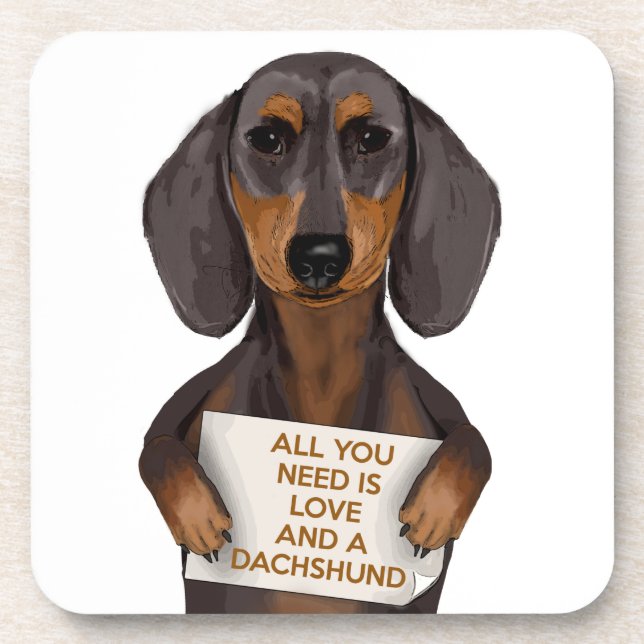 Dessous-de-verre Amour et Dachshund (Devant)