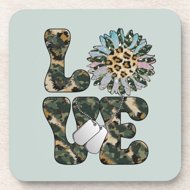 Dessous-de-verre Amour Tournesol Militaire (Devant)