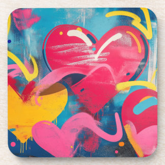 Dessous-de-verre Amour urbain : Coeurs de graffitis
