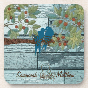 Dessous-de-verre Amoureux Country Chic Oiseaux Perchéssur un Arbre