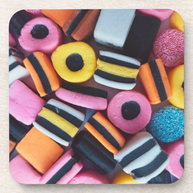 Dessous-de-verre Amusant, coloré, bonbon de réglisse (Devant)