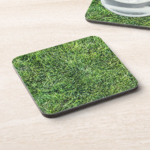 Dessous-de-verre Amusante herbe verte vraie texture photo motif pla