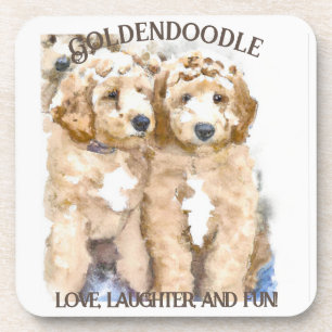 Dessous-de-verre Amusement du chien Goldendoodle