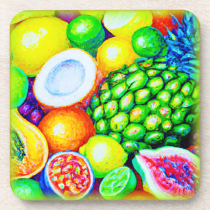 Dessous-de-verre Ananas et fruits tropicaux. Commandez dès maintena