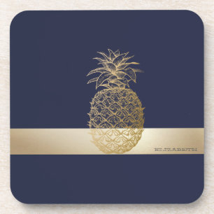Dessous-de-verre Ananas Or, Grille - Personnalisé