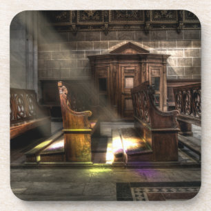 Dessous-de-verre Ancien banc de l'église en bois avec Kneeler