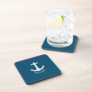 Dessous-de-verre Ancre nautique minimaliste Nom du bateau Ocean Blu