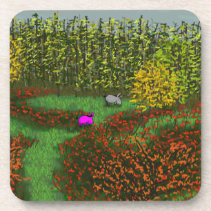 Dessous-de-verre ânes dans le domaine en automne