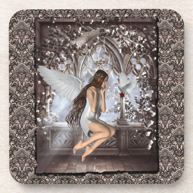 Dessous-de-verre Angel gothique et sa colombe (Devant)