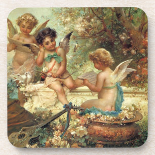 Dessous-de-verre Angels de musicien par Hans Zatzka, Art Victorien