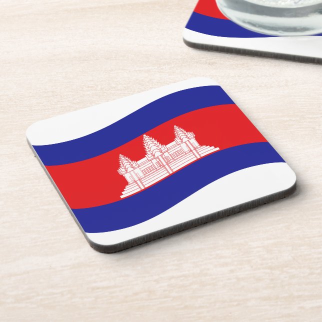 Dessous-de-verre Angkor Vat Drapeau Cambodgien Vague (Côté gauche)