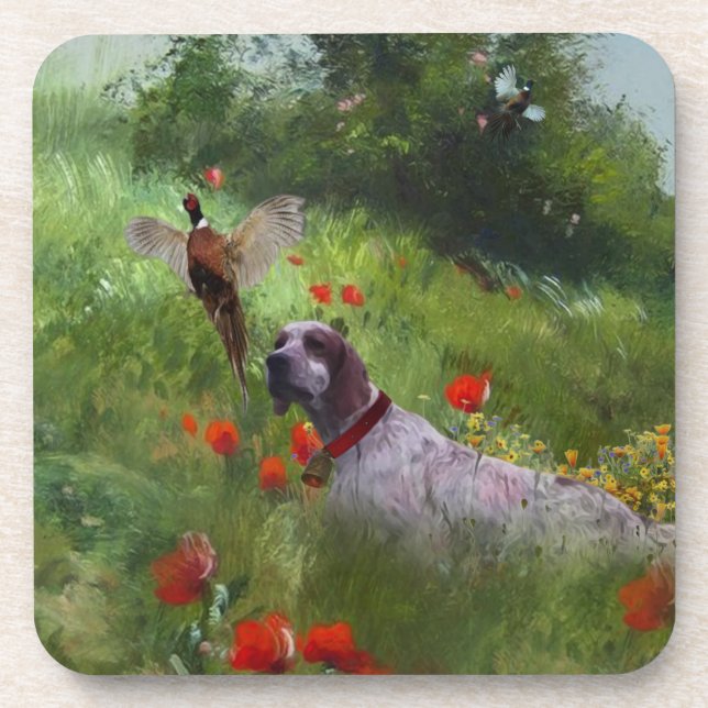 Dessous-de-verre Anglais Setter, Chasse de faisan (Devant)