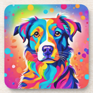 Dessous-de-verre Animal de compagnie : Peinture de chien colorée Ar