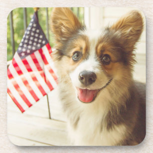 Dessous-de-verre Animaux de bébés cutest American Flag Corgi