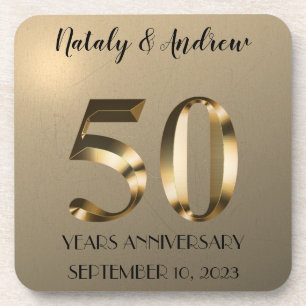 Dessous-de-verre Anniversaire du 50e Mariage d'or métallique