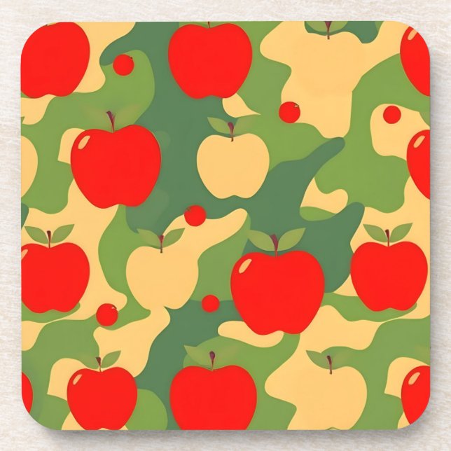 Dessous-de-verre Apples Red Green Camo Coaster Set (Devant)