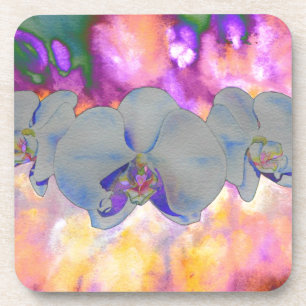 Dessous-de-verre Aquarelle Abstraite orchidées tropicales