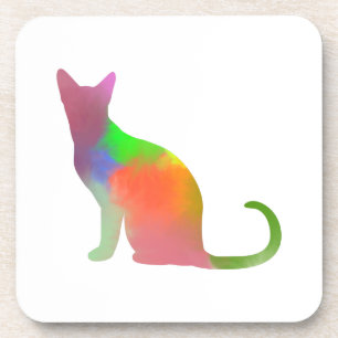 Dessous-de-verre Aquarelle Chat Silhouette