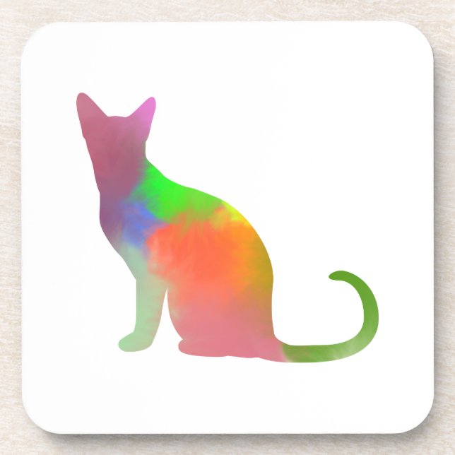 Dessous-de-verre Aquarelle Chat Silhouette (Devant)