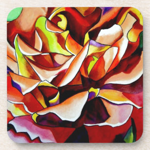 Dessous-de-verre Aquarelle d'art original de rose au coucher du sol